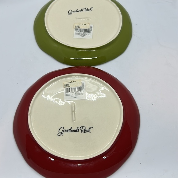 Grasslands Road OWL PLATES Woodgrain Tree Stump Leaves Set of 2 NEW WITH TAG - Picture 7 of 7